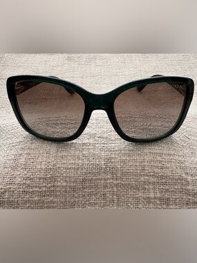 Vogue Brand Green Hue color with black legs Cat-Eye w Crystal accents